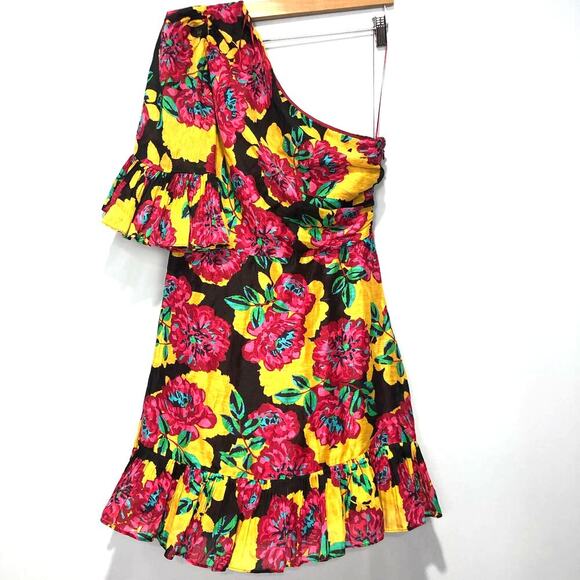 La Maison Talulah Barcelona Bloom One Shoulder Floral Mini Dress Size M - Picture 6 of 9